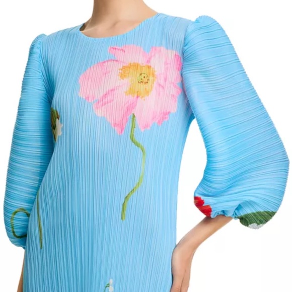 Nancy Yang Crinkled Puff Sleeve Dress NWT - Picture 7 of 8